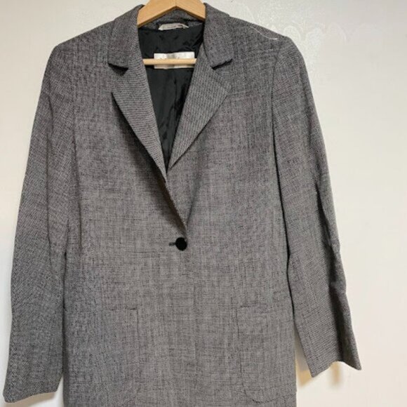 Max Mara Made in Italy Black White Woven Women's Blazer Jacket Size IT42/US8 - Picture 4 of 14